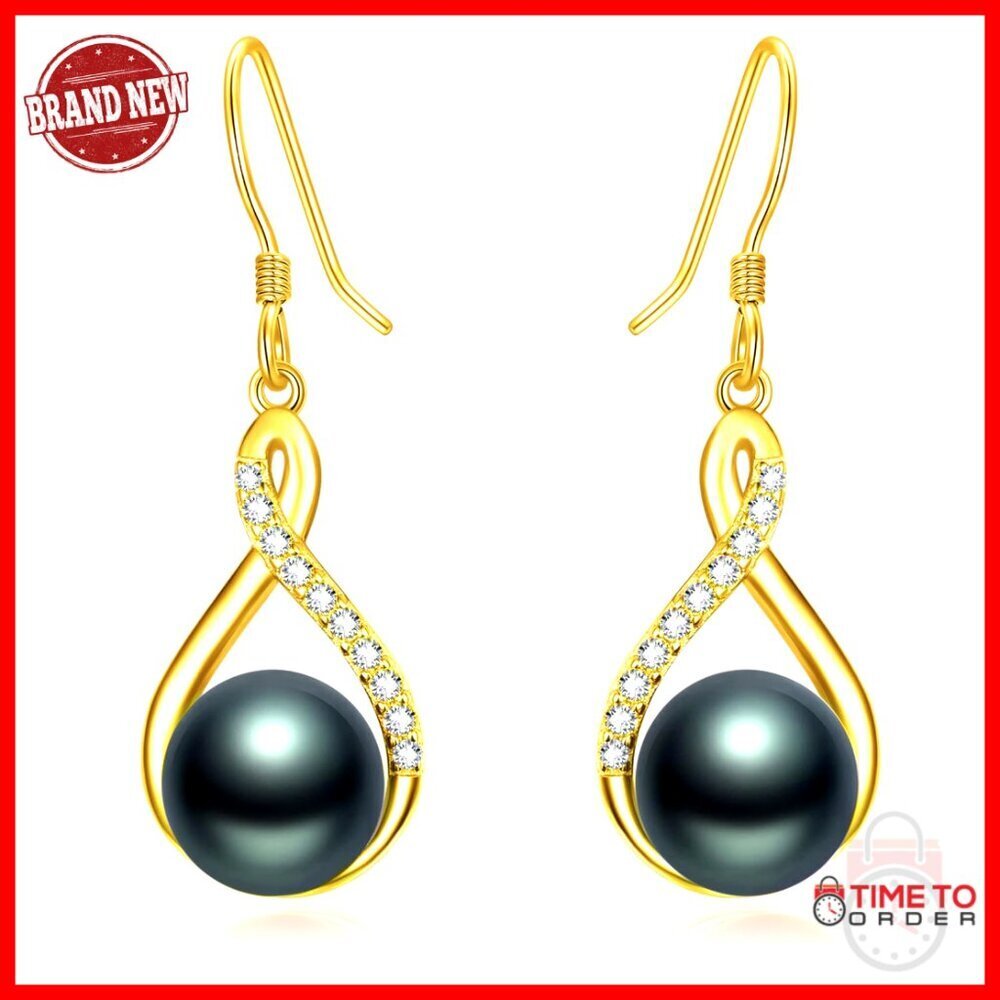 Sterling Silver Drop Earrings with Pearl, Anniversary Birthday Gift